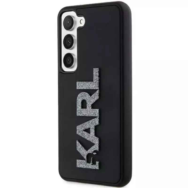 Karl Lagerfeld KLHCS24S3DMBKCK Capa rígida para Samsung Galaxy S24, preta, 3D Rubber Glitter Logo