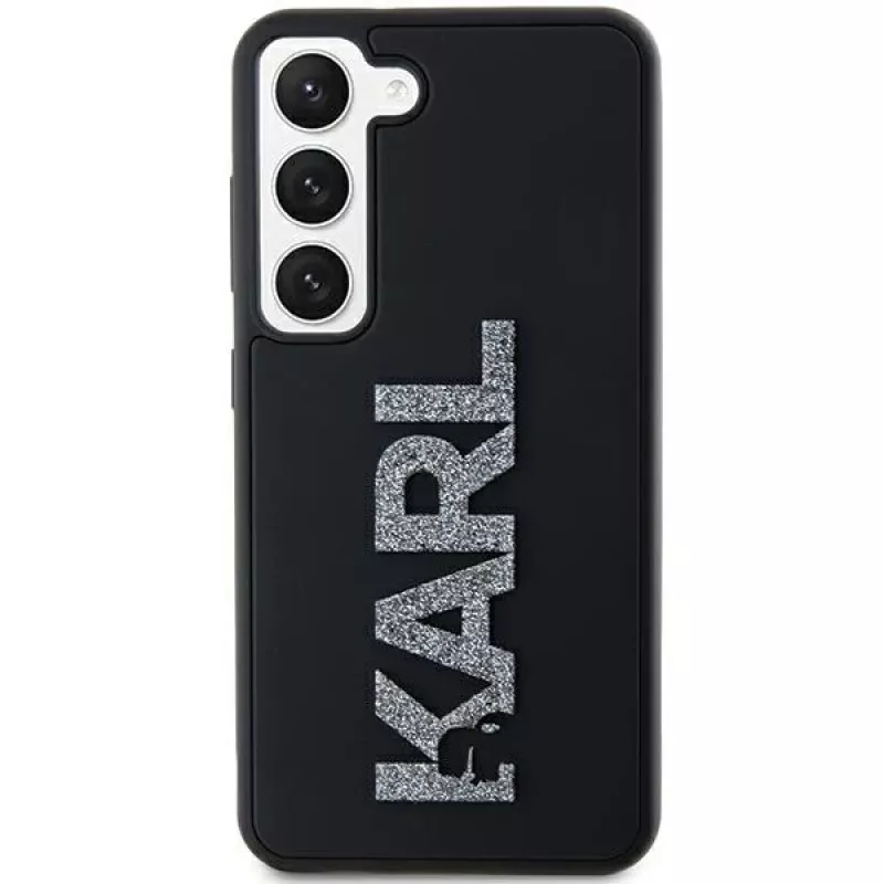 Karl Lagerfeld KLHCS24S3DMBKCK Capa rígida para Samsung Galaxy S24, preta, 3D Rubber Glitter Logo