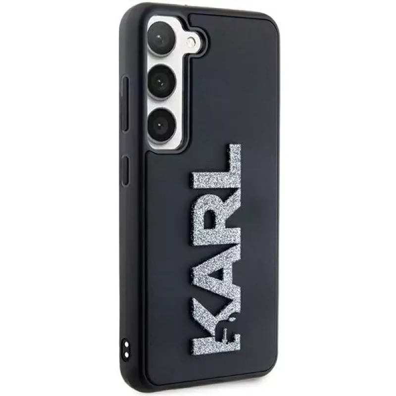 Karl Lagerfeld KLHCS24S3DMBKCK Capa rígida para Samsung Galaxy S24, preta, 3D Rubber Glitter Logo