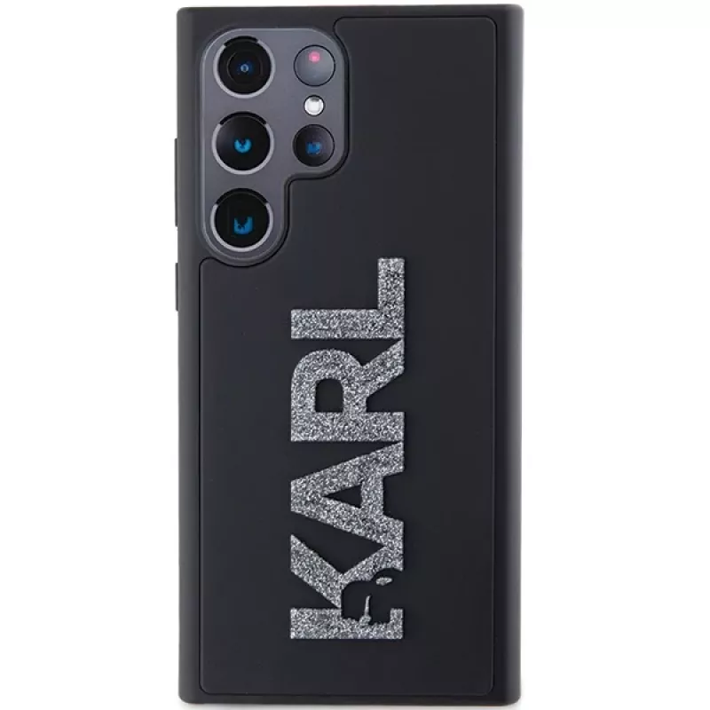 Karl Lagerfeld KLHCS24L3DMBKCK Samsung Galaxy S24 Ultra Capa rígida preta 3D Rubber Glitter Logo