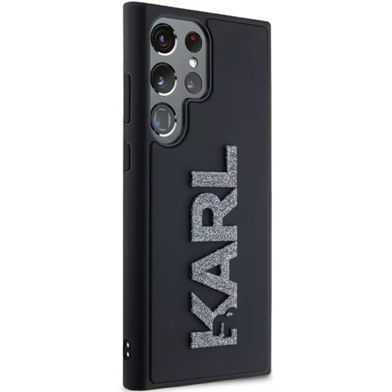 Karl Lagerfeld KLHCS24L3DMBKCK Samsung Galaxy S24 Ultra Capa rígida preta 3D Rubber Glitter Logo