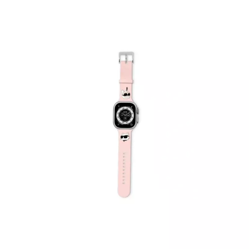 Karl Lagerfeld 3D Rubber Karl & Choupette Heads Bracelete para Apple Watch 42/44/45/49mm rosa