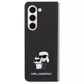 Karl Lagerfeld KLHCSA35SAKCNPK A35 A356 Capa rígida preta Saffiano Karl & Choupette Pin para Samsung Galaxy A35 5G
