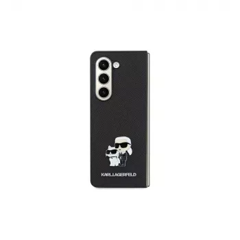Karl Lagerfeld KLHCSA35SAKCNPK A35 A356 Capa rígida preta Saffiano Karl & Choupette Pin para Samsung Galaxy A35 5G