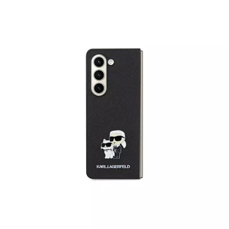 Karl Lagerfeld KLHCSA35SAKCNPK A35 A356 Capa rígida preta Saffiano Karl & Choupette Pin para Samsung Galaxy A35 5G