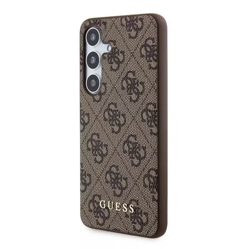 Guess GUOHCSA35G4GFBR A35 Capa rígida 4G Metal Gold Logo para Samsung Galaxy A35 - castanha