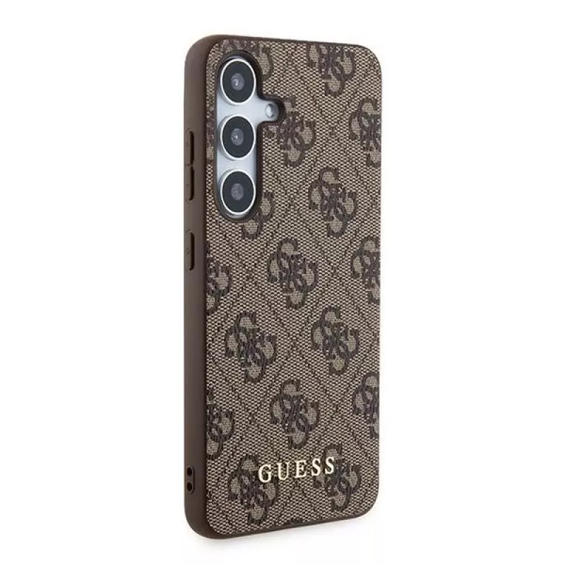 Guess GUOHCSA35G4GFBR A35 Capa rígida 4G Metal Gold Logo para Samsung Galaxy A35 - castanha