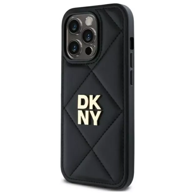 DKNY DKHCP14LPQDSLK Capa traseira Quilted Stack Logo para Apple iPhone 14 Pro 6,1