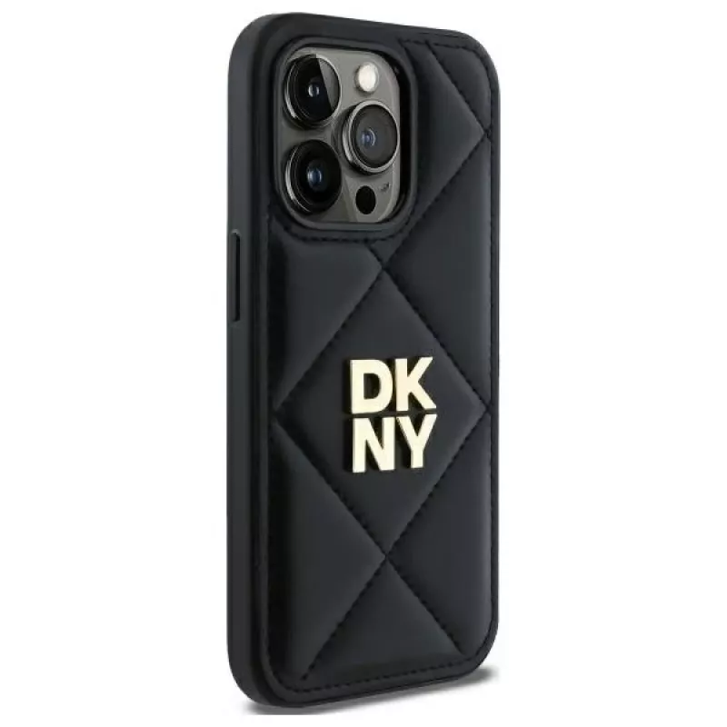 DKNY DKHCP14LPQDSLK Capa traseira Quilted Stack Logo para Apple iPhone 14 Pro 6,1