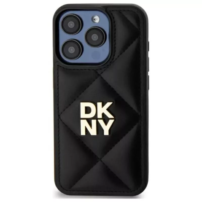 DKNY DKHCP15LPQDSLK Capa traseira Quilted Stack Logo para Apple iPhone 15 Pro 6,1 inch preta
