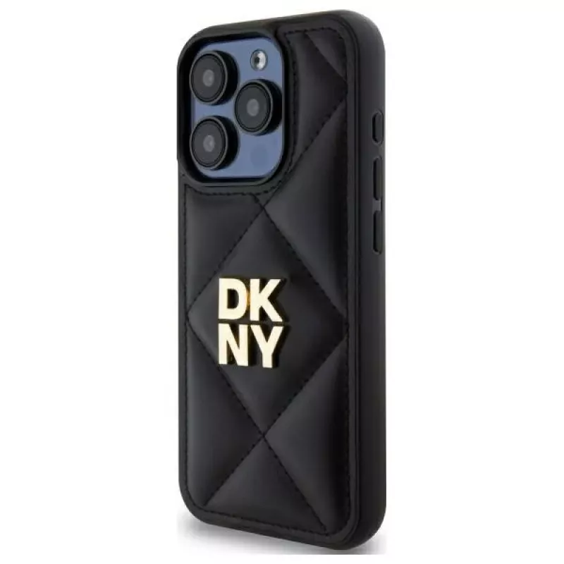 DKNY DKHCP15XPQDSLK Capa traseira Quilted Stack Logo para Apple iPhone 15 Pro Max 6,7 inch preta
