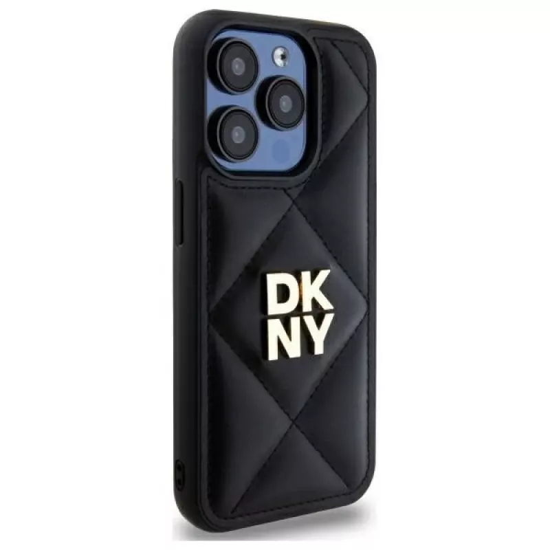 DKNY DKHCP15XPQDSLK Capa traseira Quilted Stack Logo para Apple iPhone 15 Pro Max 6,7 inch preta
