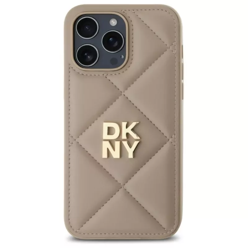 DKNY DKHCP14XPQDSLE Capa Quilted Stack Logo para iPhone 14 Pro Max 6,7 inch - bege