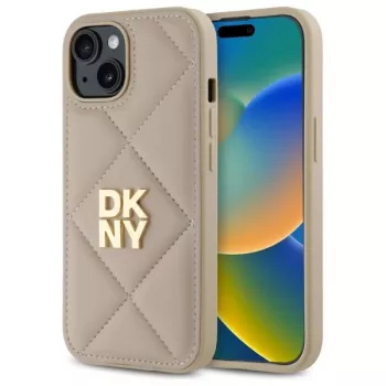 DKNY DKHCP15SPQDSLE Capa Quilted Stack Logo para iPhone 15 6,1