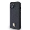 DKNY DKHMP14SPSHRPSK Capa rígida em pele com padrão monograma e logótipo metálico MagSafe para iPhone 13/14/15, preta