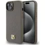 DKNY DKHMP15MPSHRPSW Capa rígida em imitação de pele com logótipo metálico, MagSafe para iPhone 15 Plus / 14 Plus 6,7