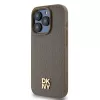 DKNY DKHMP15XPSHRPSW Capa rígida para Apple iPhone 15 Pro Max 6,7 inch castanha em design de pele com logótipo metálico MagSafe