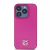 DKNY DKHMP15LPSHRPSP Capa rígida em pele rosa com padrão monograma e logótipo metálico, compatível com MagSafe, para iPhone 15 Pro 6,1
