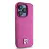 DKNY DKHMP15LPSHRPSP Capa rígida em pele rosa com padrão monograma e logótipo metálico, compatível com MagSafe, para iPhone 15 Pro 6,1