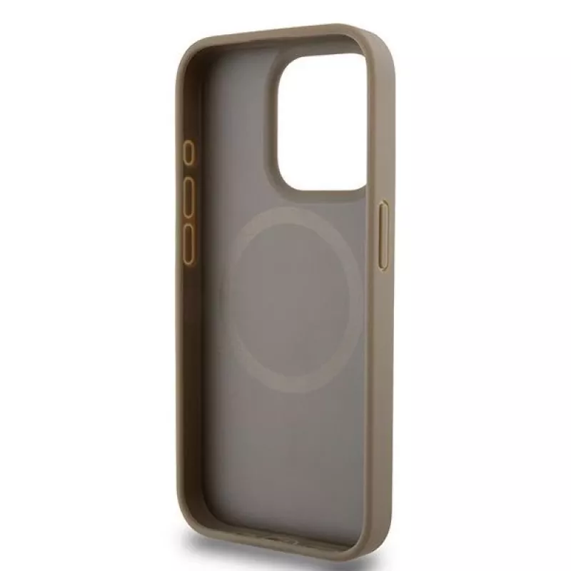 DKNY DKHMP15XPSOSPW Capa rígida em pele com padrão impresso e logótipo metálico MagSafe para iPhone 15 Pro Max 6,7