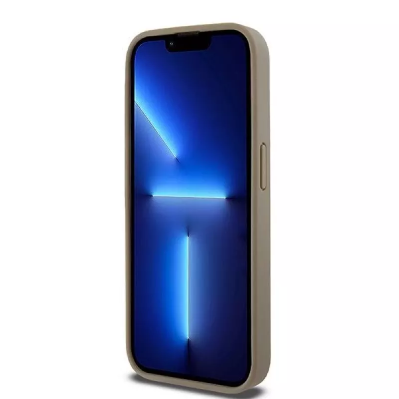 DKNY DKHMP15XPSOSPW Capa rígida em pele com padrão impresso e logótipo metálico MagSafe para iPhone 15 Pro Max 6,7