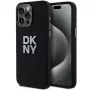 DKNY DKHCP15LSMCBSK Capa rígida em silicone líquido para Apple iPhone 15 Pro 6,1 inch preta com logótipo metálico