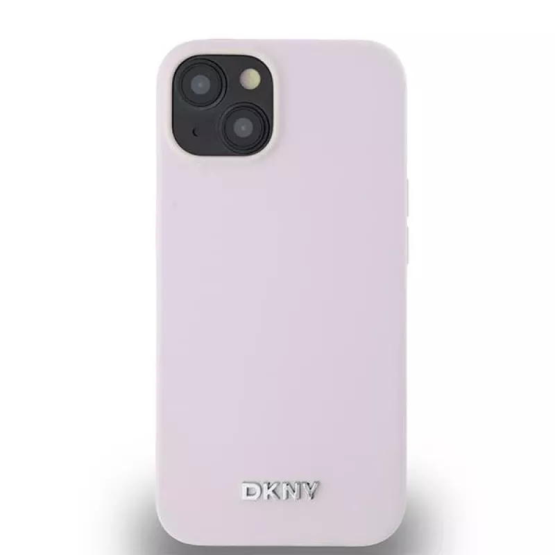 DKNY DKHMP14SSMCHLP Capa rígida em silicone líquido com logótipo metálico MagSafe para iPhone 13/14/15 6,1