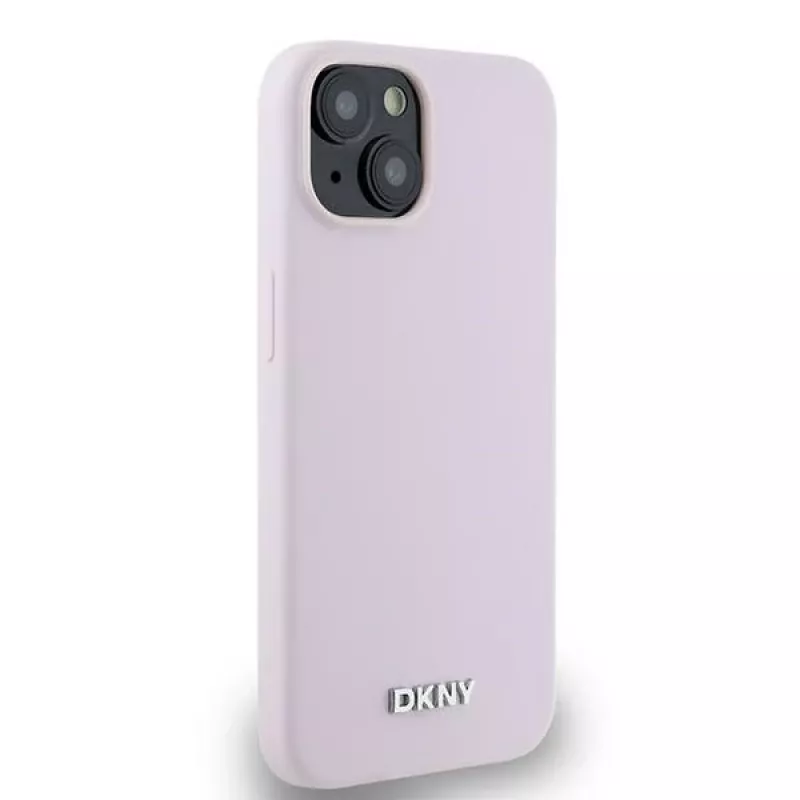 DKNY DKHMP14SSMCHLP Capa rígida em silicone líquido com logótipo metálico MagSafe para iPhone 13/14/15 6,1
