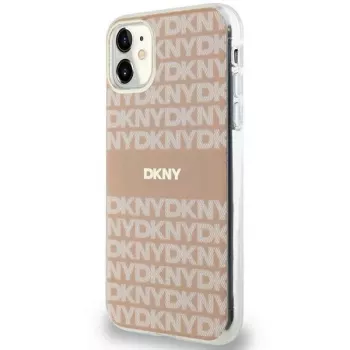 DKNY DKHMN61HRHSEP Capa rígida para iPhone 11 / XR 6,1 inch rosa Mono & Stripe MagSafe