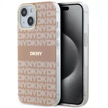 DKNY DKHMP14SHRHSEP Capa rígida IML Mono & Stripe MagSafe para Apple iPhone 14 / 15 / 13 6,1 inch rosa