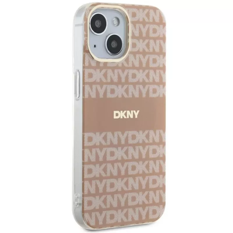 DKNY DKHMP14SHRHSEP Capa rígida IML Mono & Stripe MagSafe para Apple iPhone 14 / 15 / 13 6,1 inch rosa