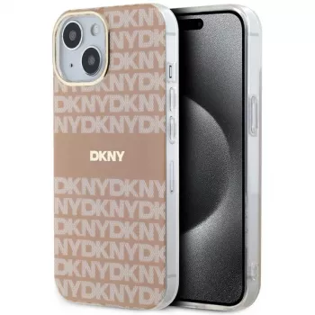 DKNY DKHMP15SHRHSEP Capa rígida IML Mono & Stripe MagSafe para iPhone 15/14/13 6,1 inch rosa
