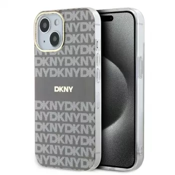 DKNY DKHMP15SHRHSEE Capa rígida para Apple iPhone 15 / 14 / 13 6,1 inch bege IML Mono & Stripe MagSafe