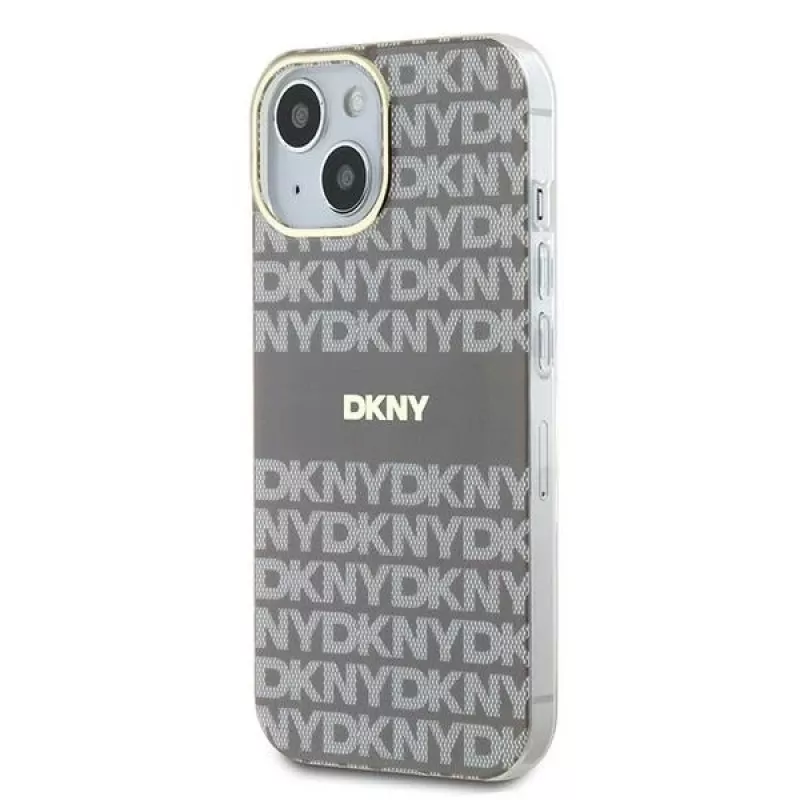 DKNY DKHMP15SHRHSEE Capa rígida para Apple iPhone 15 / 14 / 13 6,1 inch bege IML Mono & Stripe MagSafe