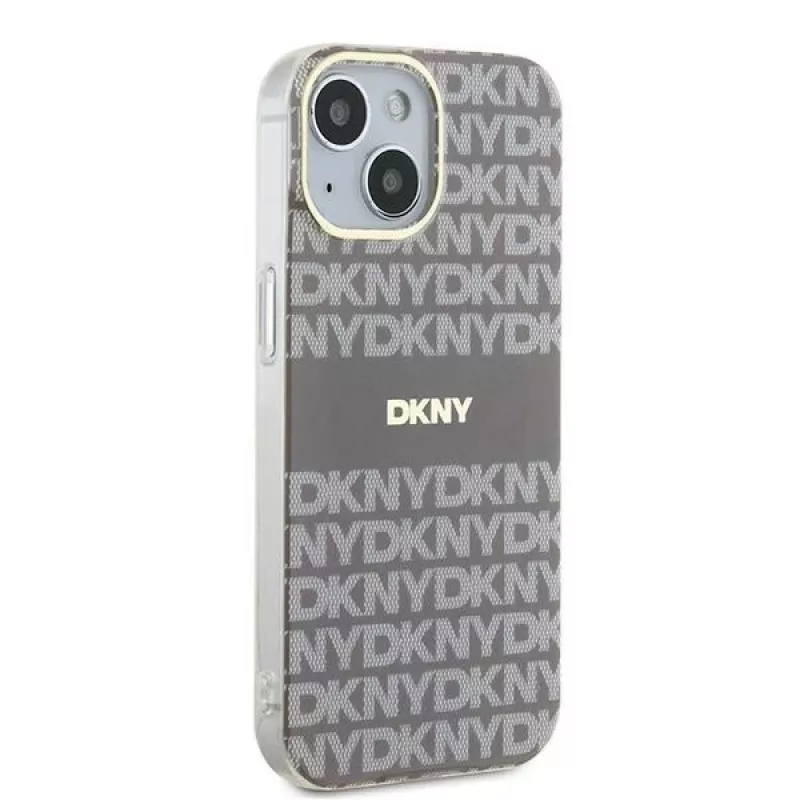 DKNY DKHMP15SHRHSEE Capa rígida para Apple iPhone 15 / 14 / 13 6,1 inch bege IML Mono & Stripe MagSafe