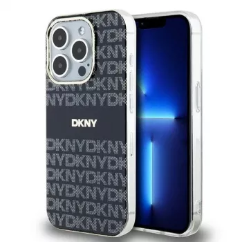 DKNY DKHMP14XHRHSEK Capa rígida IML Mono & Stripe MagSafe para iPhone 14 Pro Max 6,7 inch preta