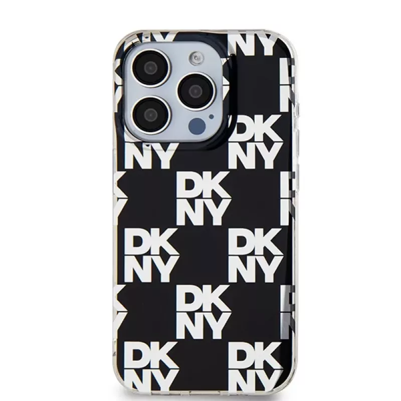 DKNY DKHCP15LHDLCEK capa rígida para Apple iPhone 15 Pro 6,1, preta, IML Checkered Mono Pattern