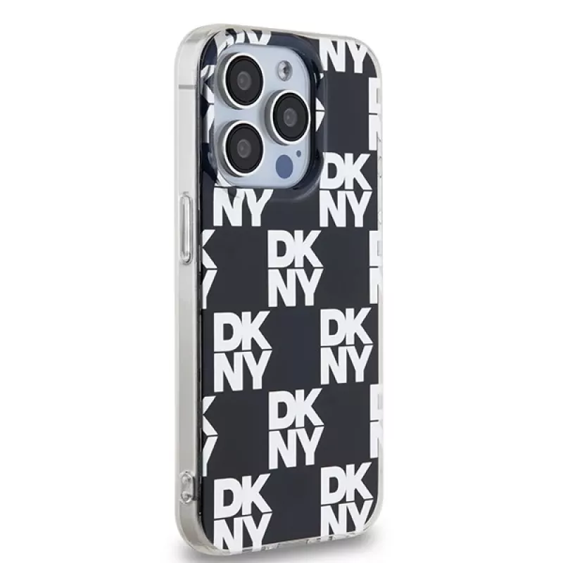 DKNY DKHCP15LHDLCEK capa rígida para Apple iPhone 15 Pro 6,1, preta, IML Checkered Mono Pattern