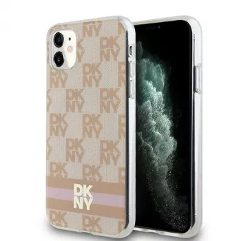 DKNY DKHMN61HCPTSP Capa rígida para iPhone 11 / XR 6,1 inch rosa Checkered Mono Pattern & Printed Stripes MagSafe