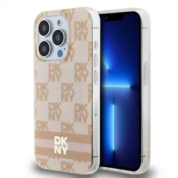 DKNY DKHMP13XHCPTSP Capa rígida para Apple iPhone 13 Pro Max 6,7 inch rosa Checkered Mono Pattern & Printed Stripes MagSafe