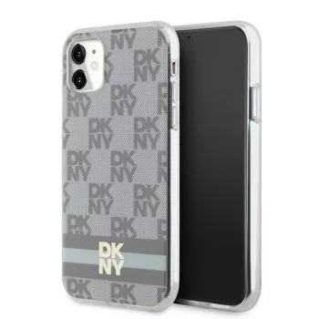 DKNY DKHMN61HCPTSE Capa rígida para Apple iPhone 11 / XR 6,1 inch - bege padrão xadrez mono & riscas impressas MagSafe