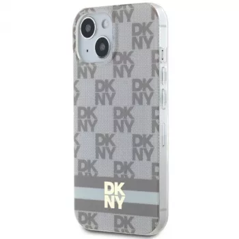 DKNY DKHMP15MHCPTSE Capa rígida para iPhone 15 Plus / 14 Plus 6,7 inch bege padrão xadrez monocromático & riscas impressas MagSafe