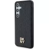 DKNY DKHMS24SPSHRPSK Capa rígida efeito pele logótipo metálico MagSafe para Samsung Galaxy S24, preto
