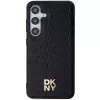 DKNY DKHMS24SPSHRPSK Capa rígida efeito pele logótipo metálico MagSafe para Samsung Galaxy S24, preto