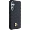 DKNY DKHMS24SPSHRPSK Capa rígida efeito pele logótipo metálico MagSafe para Samsung Galaxy S24, preto
