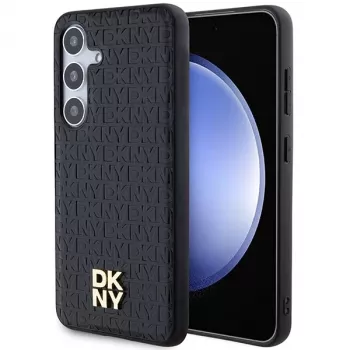 DKNY DKHMS24MPSHRPSK S24+ S926 preto capa rígida padrão pele logótipo metálico MagSafe para Samsung Galaxy S24+