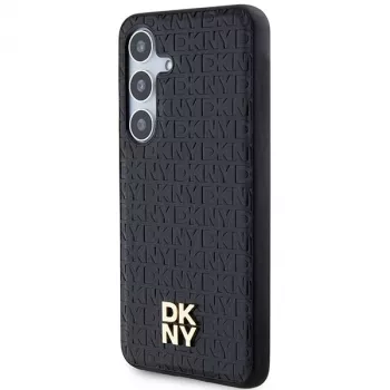 DKNY DKHMS24MPSHRPSK S24+ S926 preto capa rígida padrão pele logótipo metálico MagSafe para Samsung Galaxy S24+