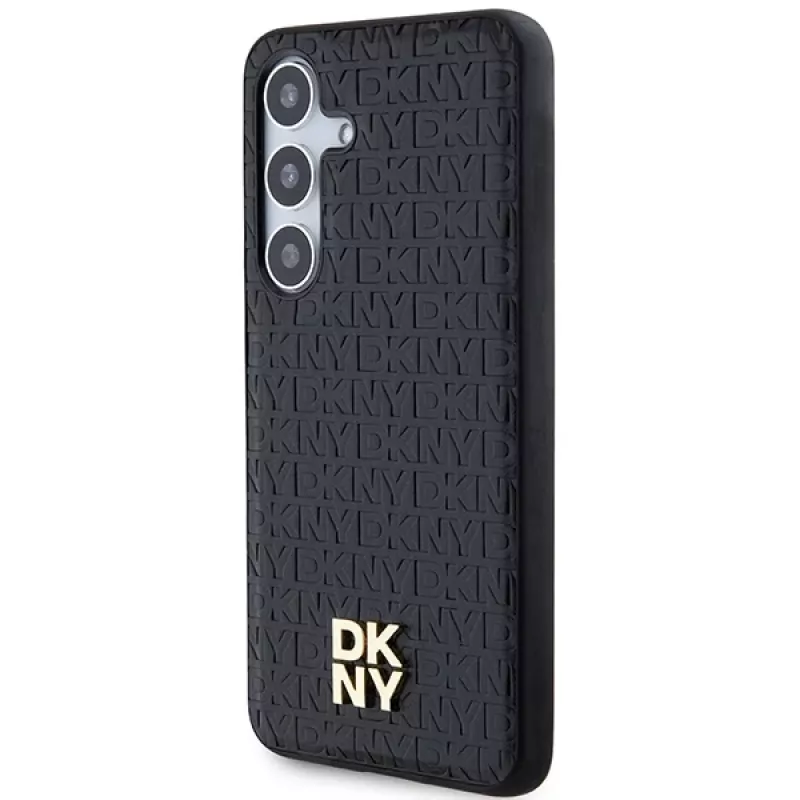 DKNY DKHMS24MPSHRPSK S24+ S926 preto capa rígida padrão pele logótipo metálico MagSafe para Samsung Galaxy S24+