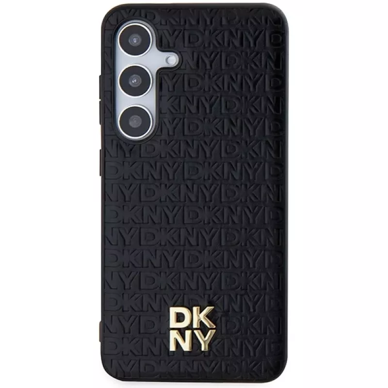 DKNY DKHMS24MPSHRPSK S24+ S926 preto capa rígida padrão pele logótipo metálico MagSafe para Samsung Galaxy S24+