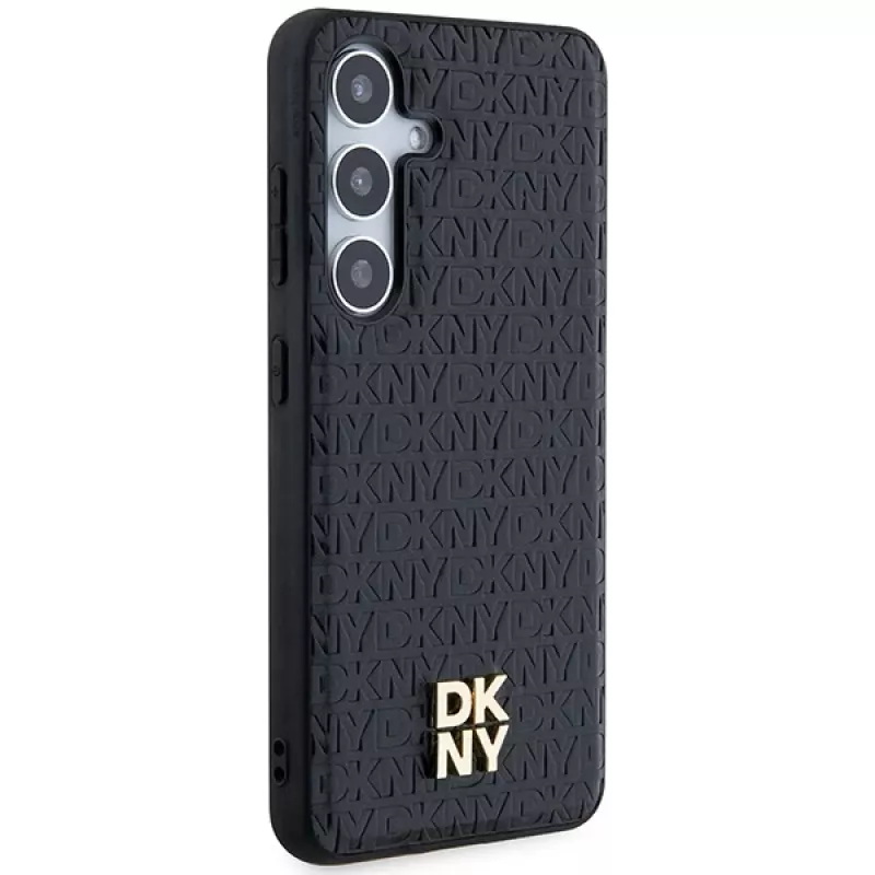 DKNY DKHMS24MPSHRPSK S24+ S926 preto capa rígida padrão pele logótipo metálico MagSafe para Samsung Galaxy S24+